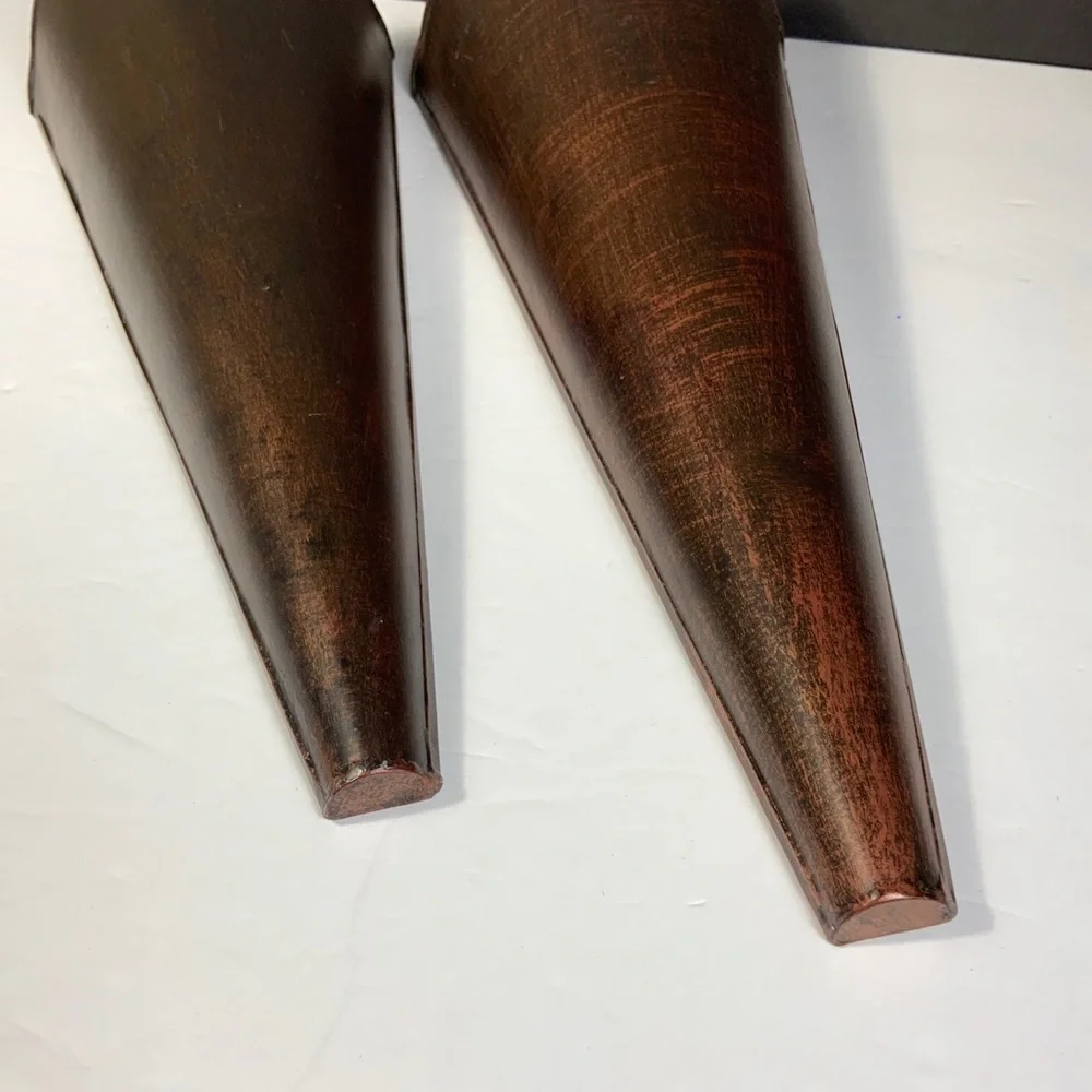 Vintage Metal Wall Sconce Silk Flower Holder Set of 2 Farmhouse 14 1/2 Tall #N1